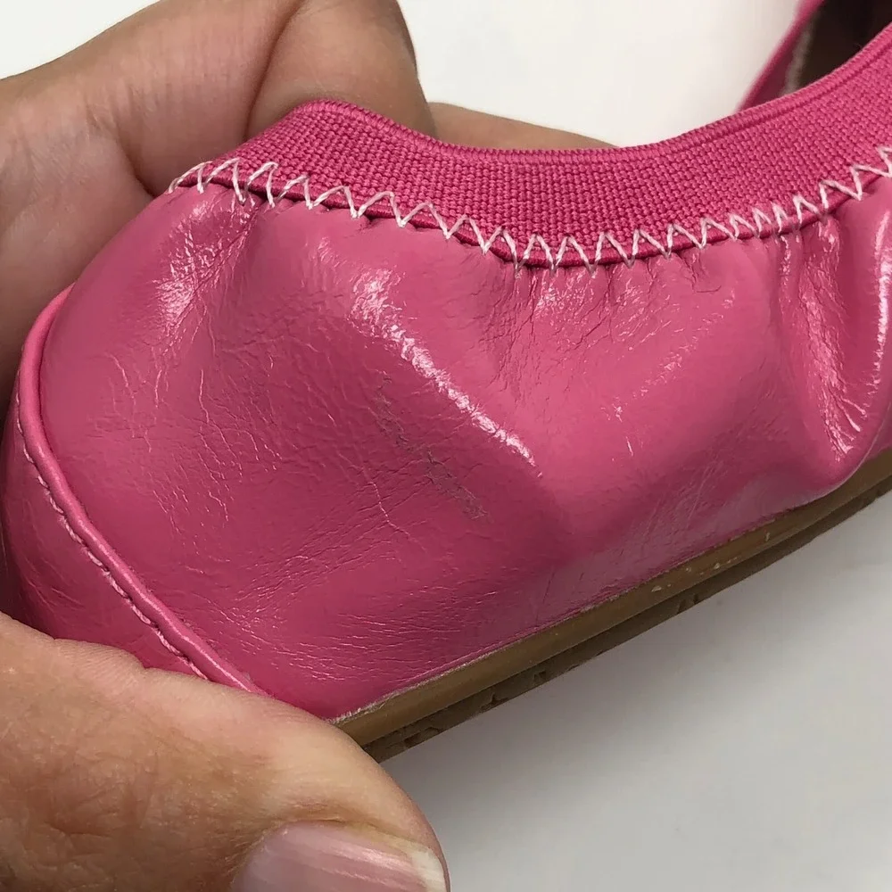 Yosi Samra Ballet Flat Shoes Girls 4 Pink Faux Patent Leather Stretch Comfort